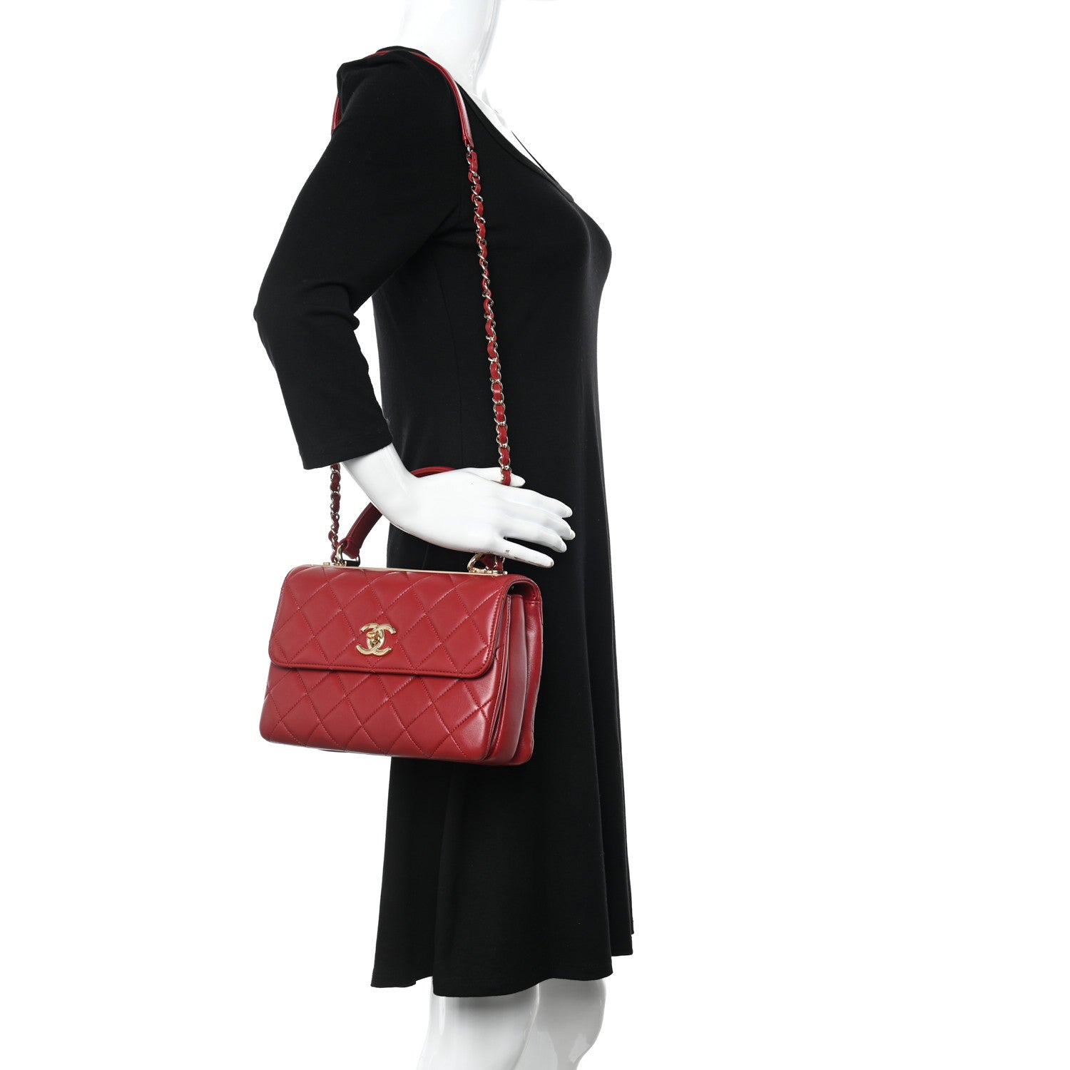 Chanel Lambskin Quilted Small Trendy CC Flap Dual Handle Bag Red 2 of 17