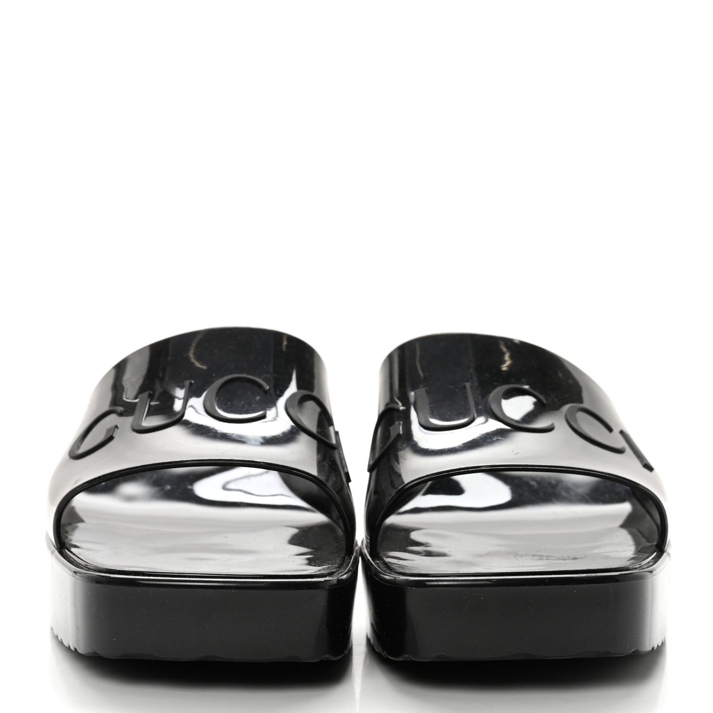 Rubber Gucci Logo Womens Platform 20/60mm Slide Sandals 38 Black