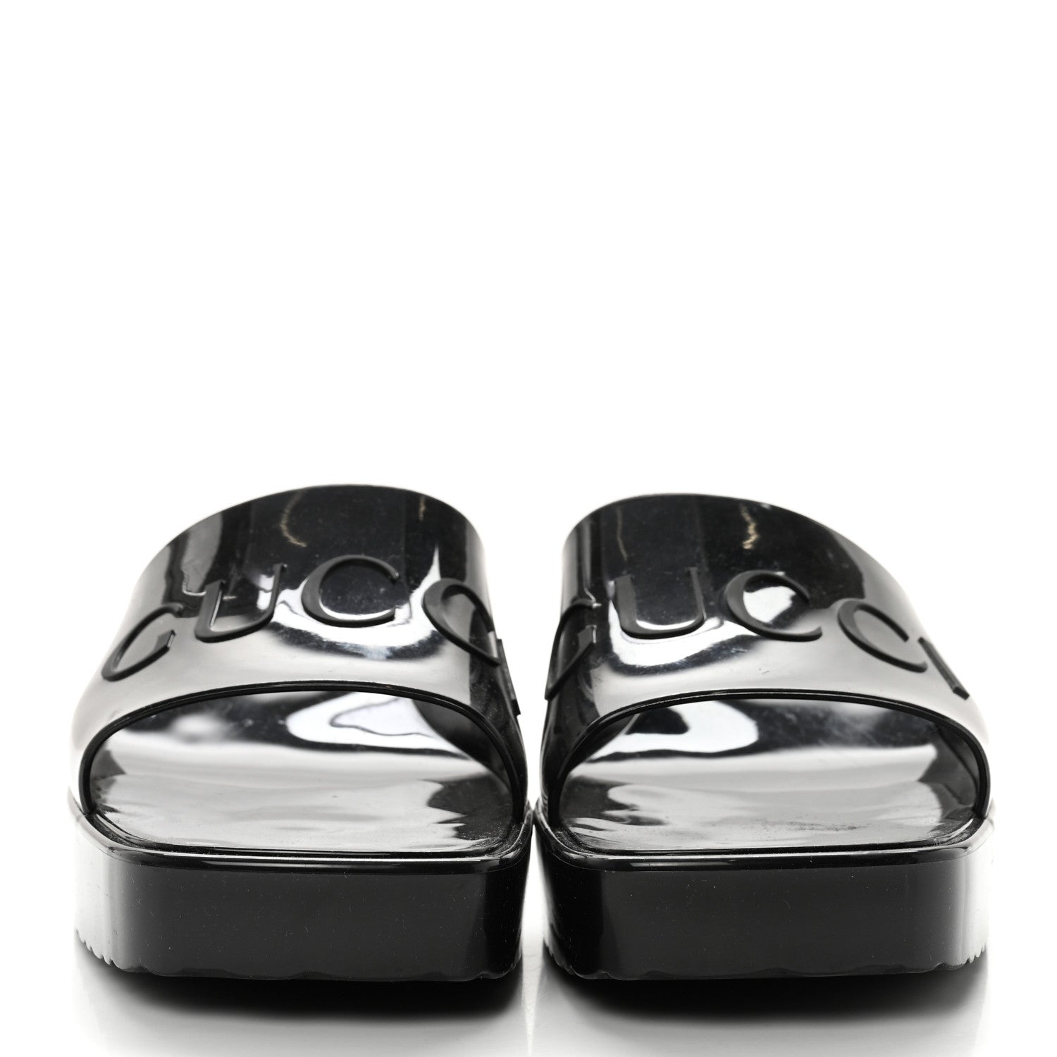 Gucci Rubber Gucci Logo Womens Platform 20/60mm Slide Sandals 38 Black 2 of 11