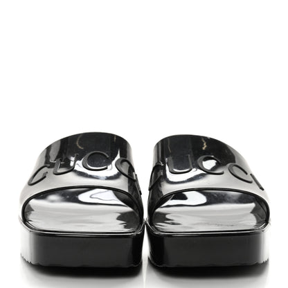 Gucci Rubber Gucci Logo Womens Platform 20/60mm Slide Sandals 38 Black 2 of 11