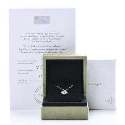 Van Cleef & Arpels 18K White Gold Diamond Sweet Alhambra Pendant Necklace 7 of 7