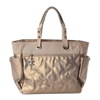 Chanel Metallic Coated Canvas Large Paris Biarritz Tote Gold 1 of 16