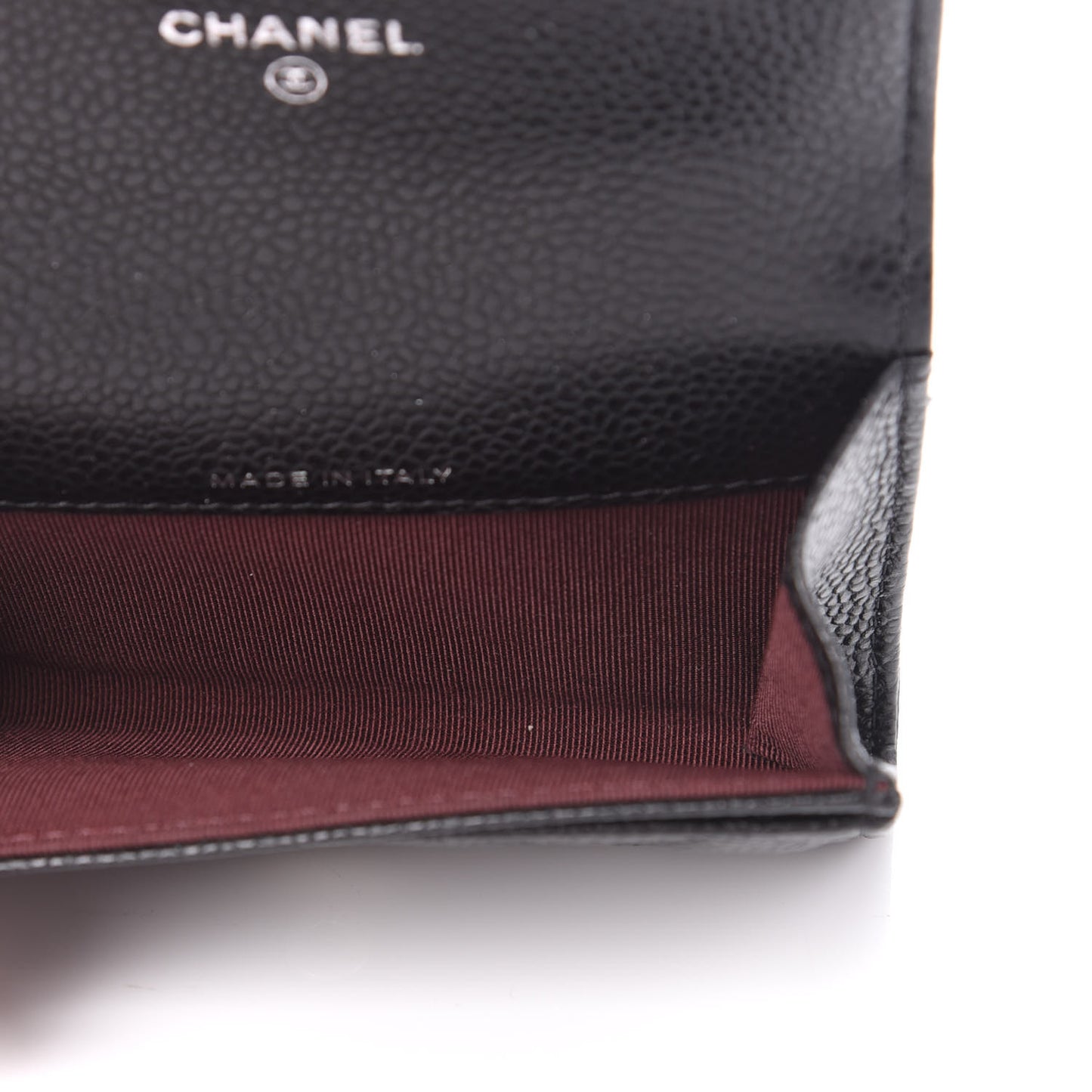 Caviar Quilted Flap Card Holder Wallet Black