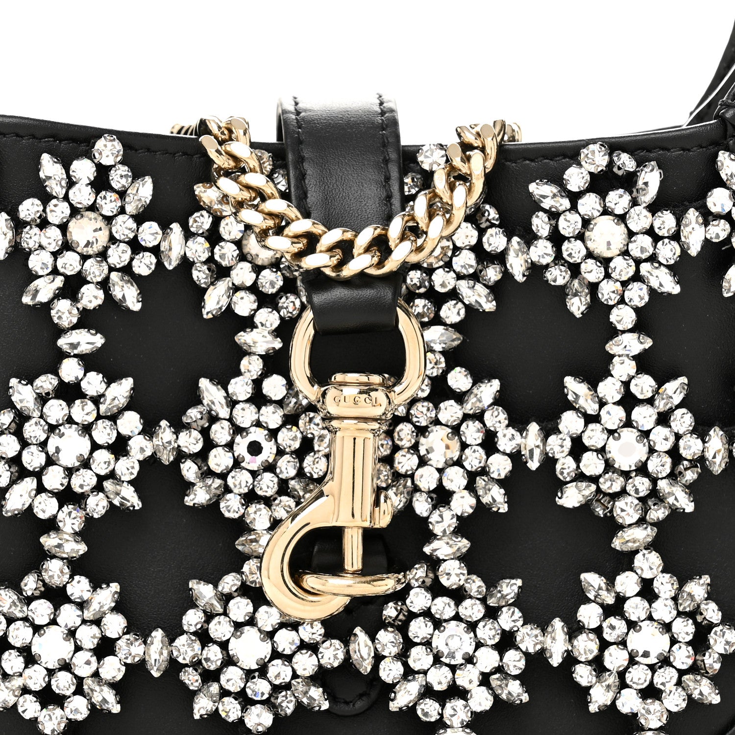 Gucci Calfskin Crystal Mini Jackie Notte Bag Black 8 of 12