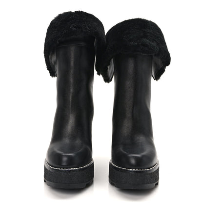 Louis Vuitton Calfskin Shearling Beaubourg Ankle Boots 37 Black 2 of 8