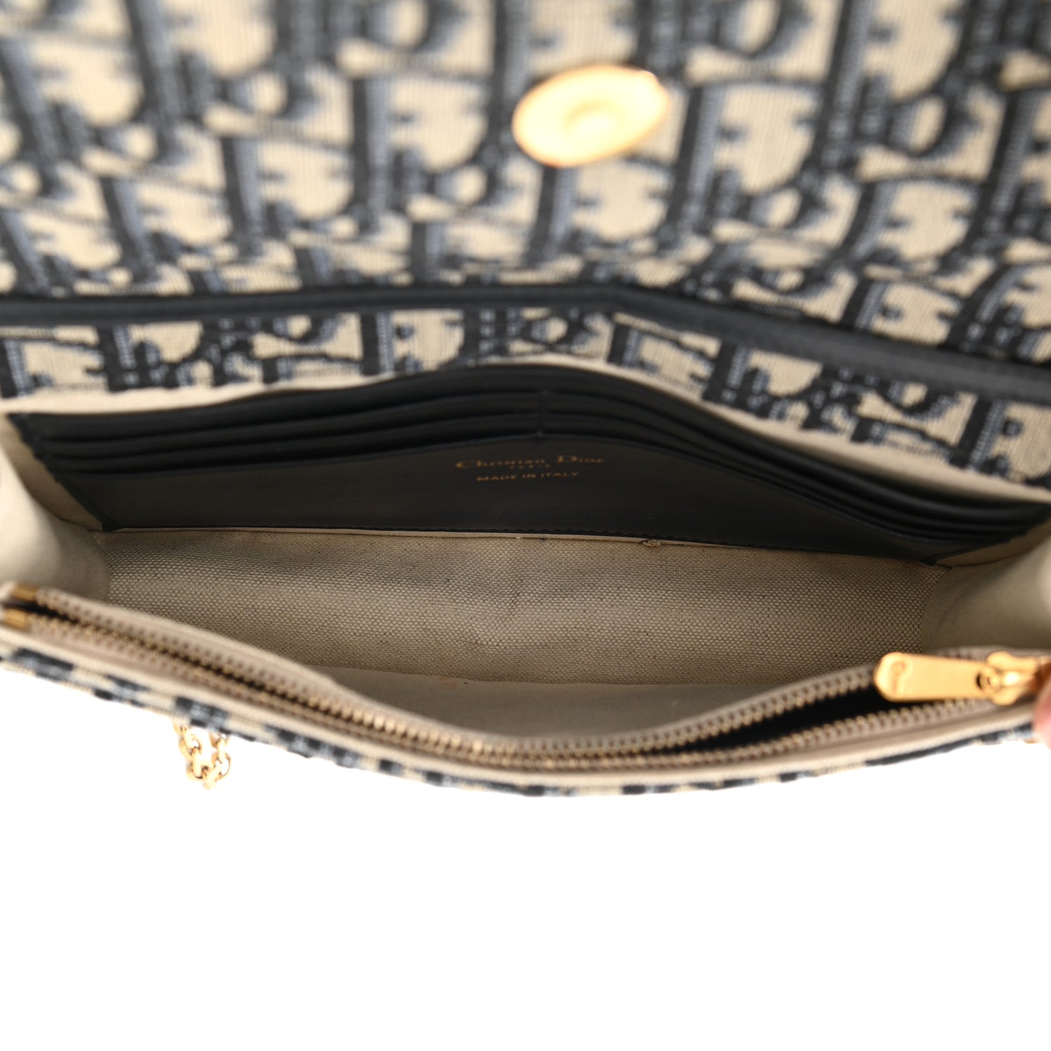 Christian Dior Oblique Saddle Chain Pouch Blue 4 of 7