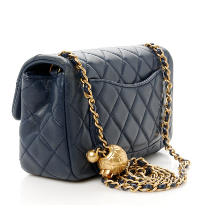 Chanel Lambskin Quilted Mini Pearl Crush Rectangular Flap Navy Blue 3 of 12