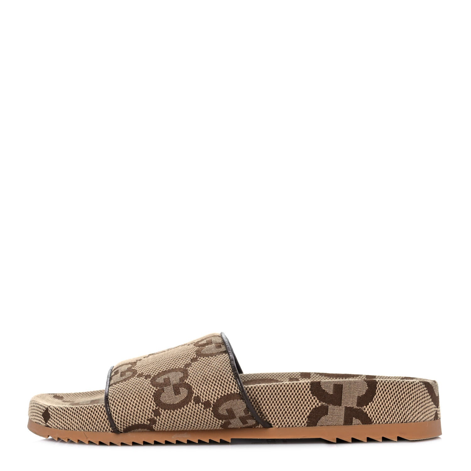 Gucci Monogram Jumbo GG Mens Slide Sandals 8 Camel Ebony 1 of 8