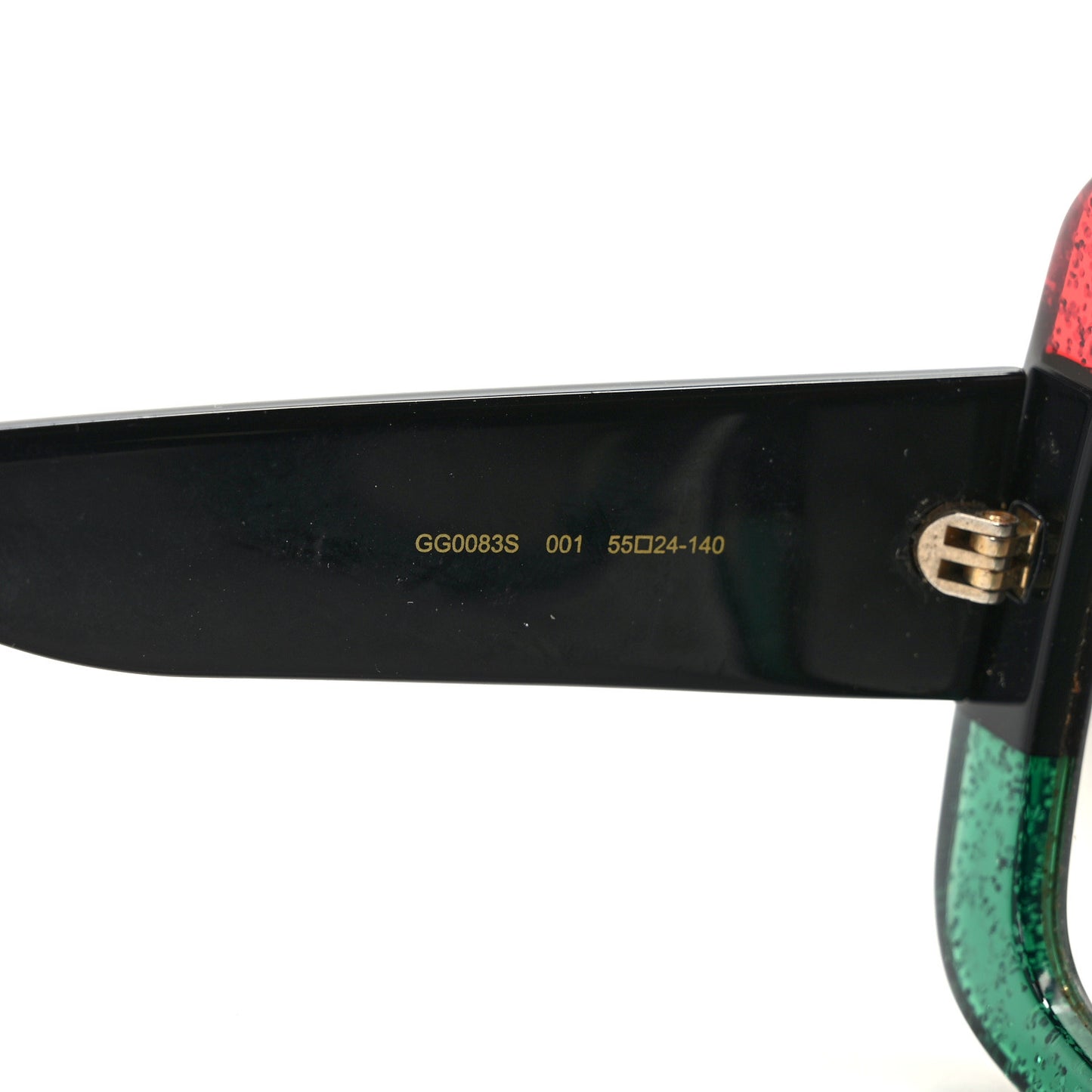 Acetate Square Frame Sunglasses GG0083S Glitter Red Black Green