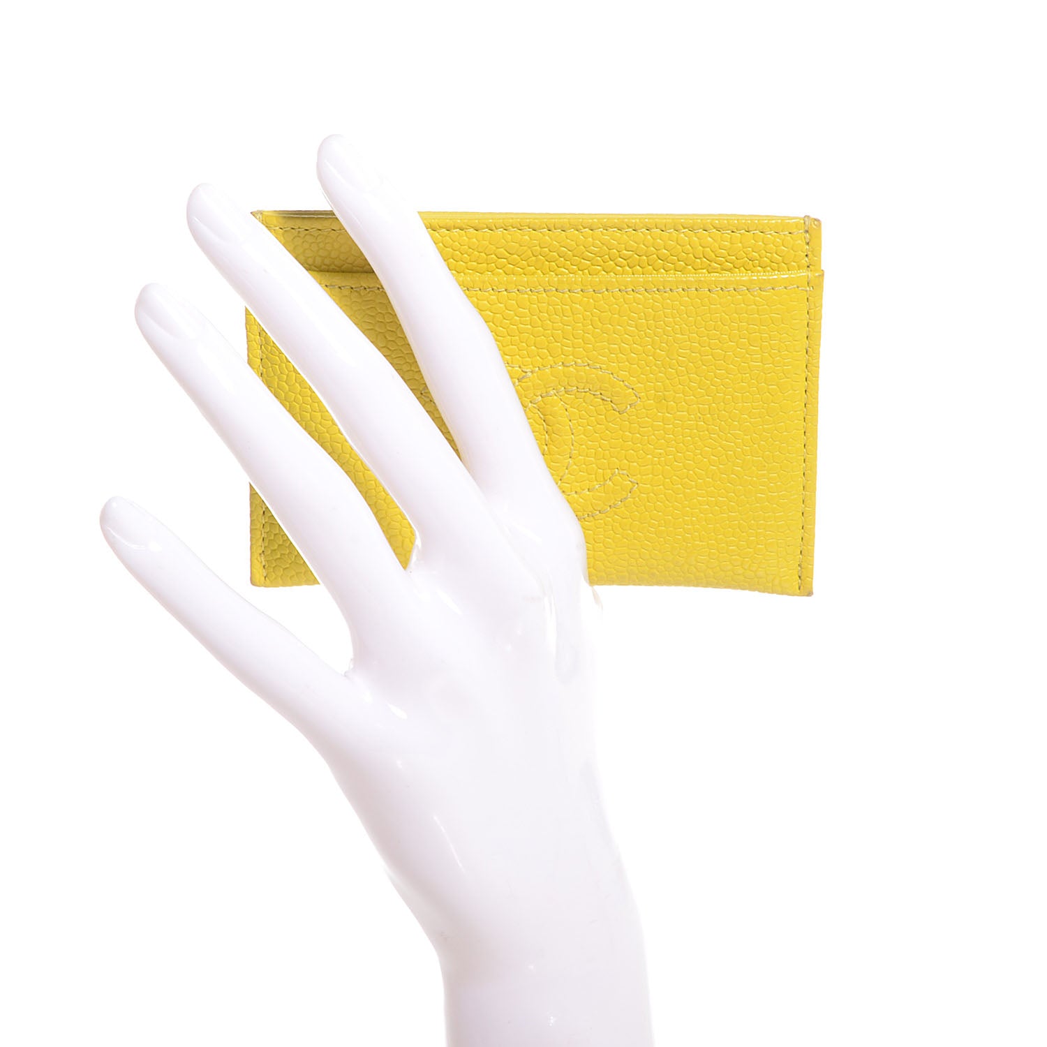 Chanel Caviar Timeless CC Card Holder Yellow 2 of 8