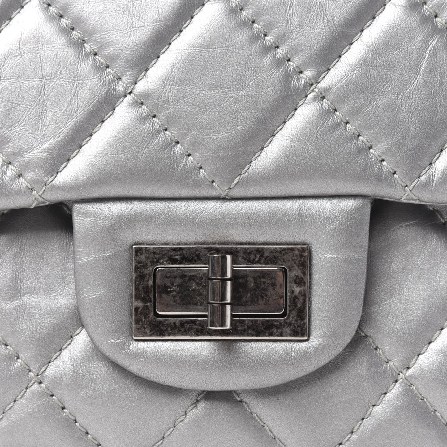 Metallic Aged Calfskin Quilted 2.55 Reissue 227 Flap Silver