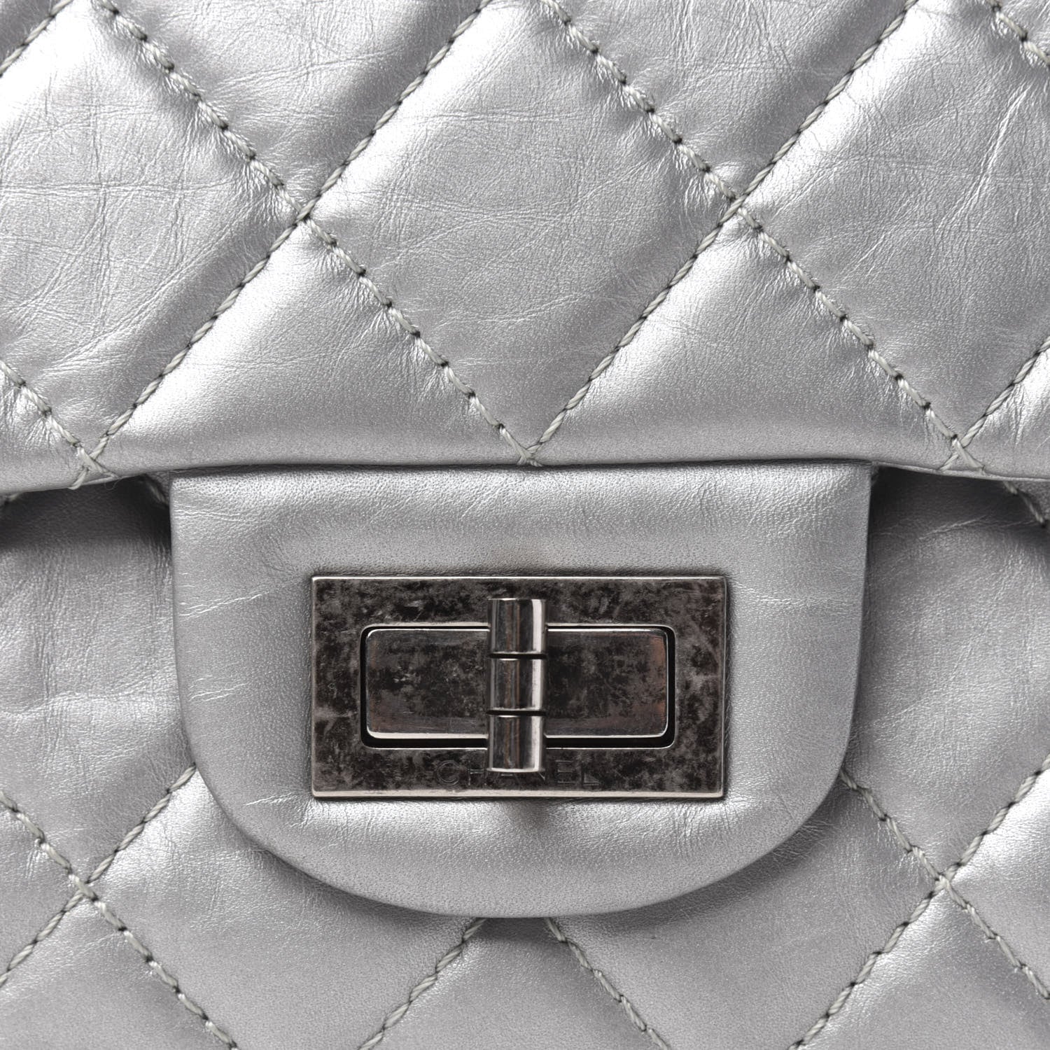 Chanel Metallic Aged Calfskin Quilted 2.55 Reissue 227 Flap Silver 10 of 10