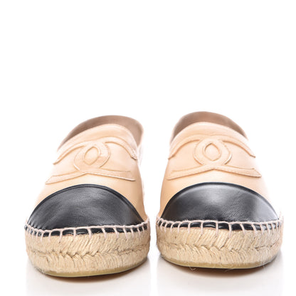 Chanel Lambskin CC Espadrilles 39 Beige Black 2 of 10
