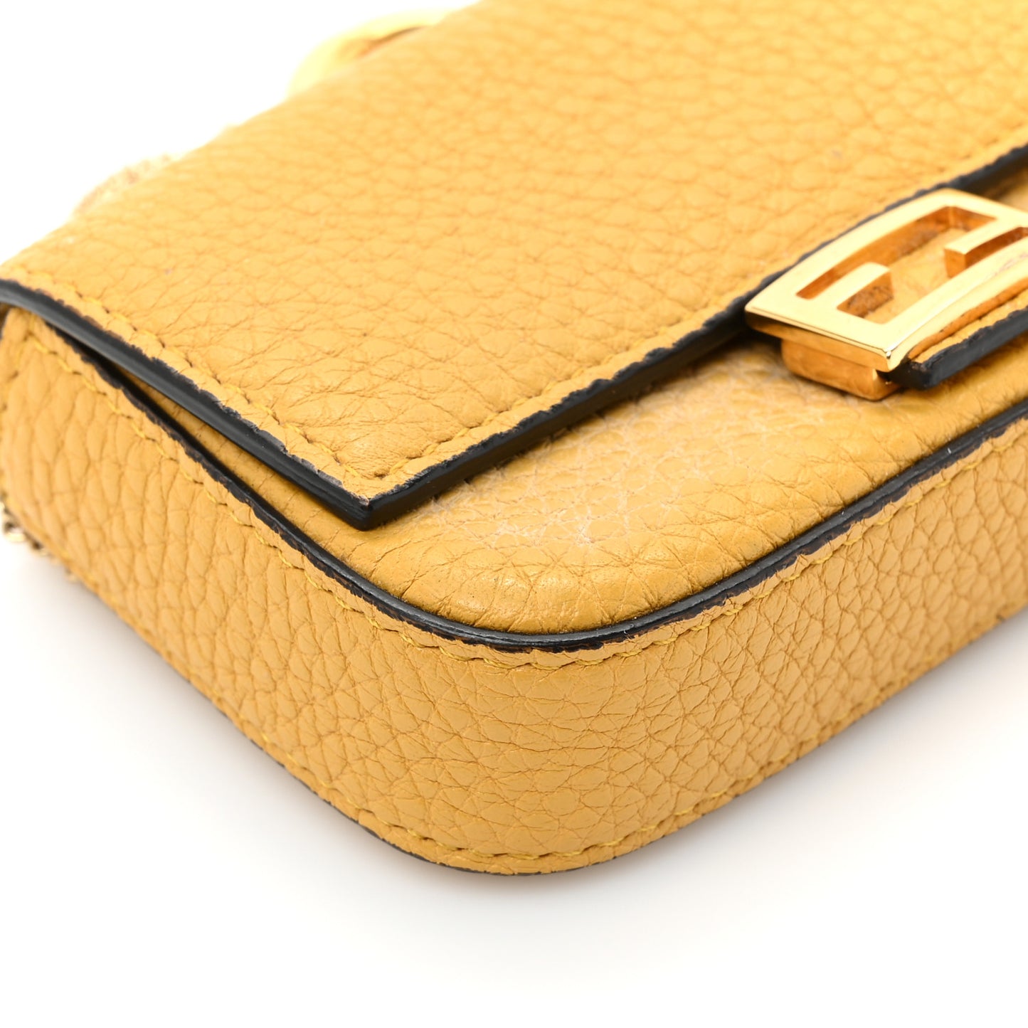 Cuoio Romano Scented Nano Baguette Charm Giallo Fendi