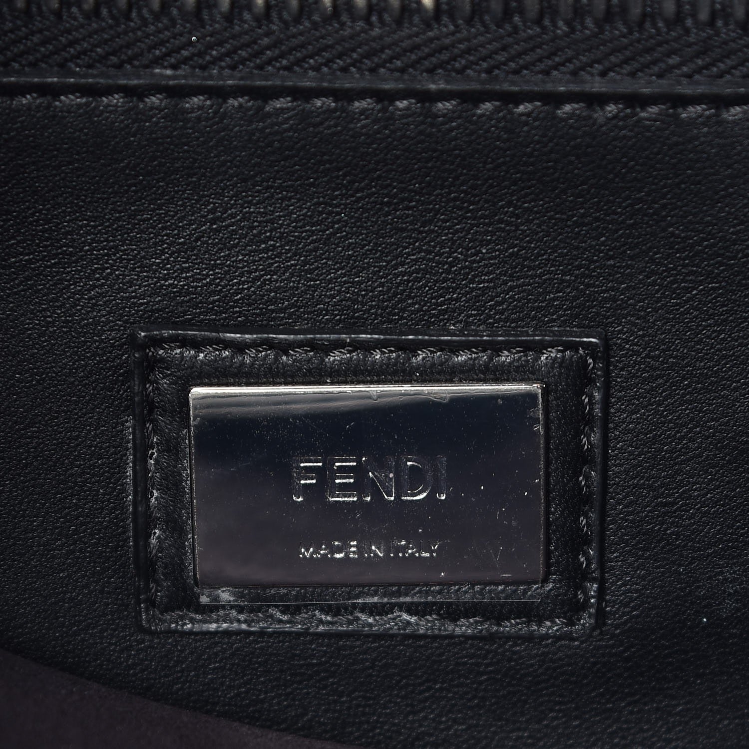 Fendi Vitello Dolce Shiny Nappa Plexglass Granite Medium Peekaboo Iconic Satchel Black 7 of 9