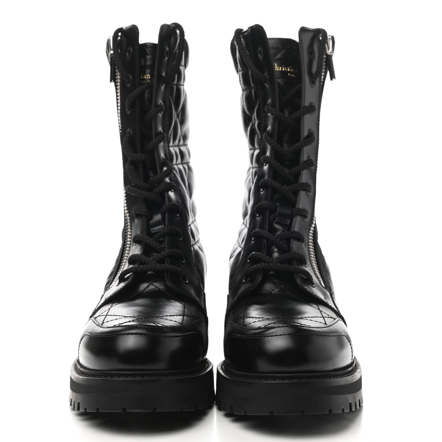 Calfskin Cannage D-Leader Ankle Boots 40.5 Black