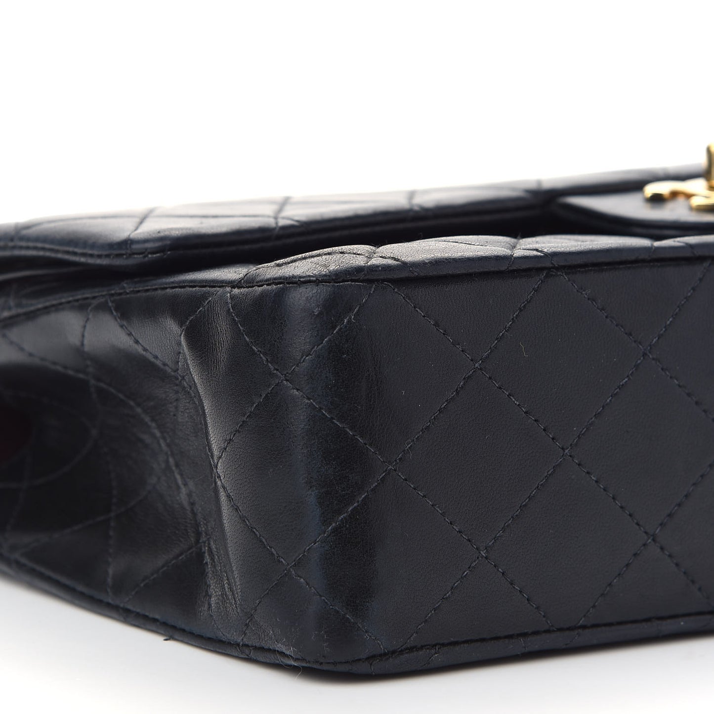 Lambskin Quilted Medium Double Flap Black