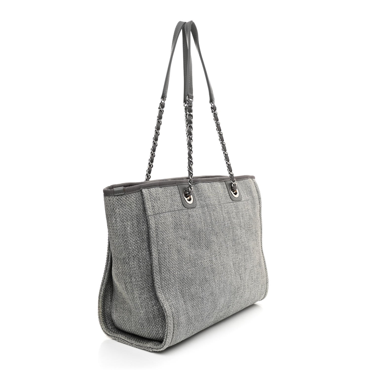 Chanel Woven Straw Raffia Small Deauville Tote Charcoal 3 of 9