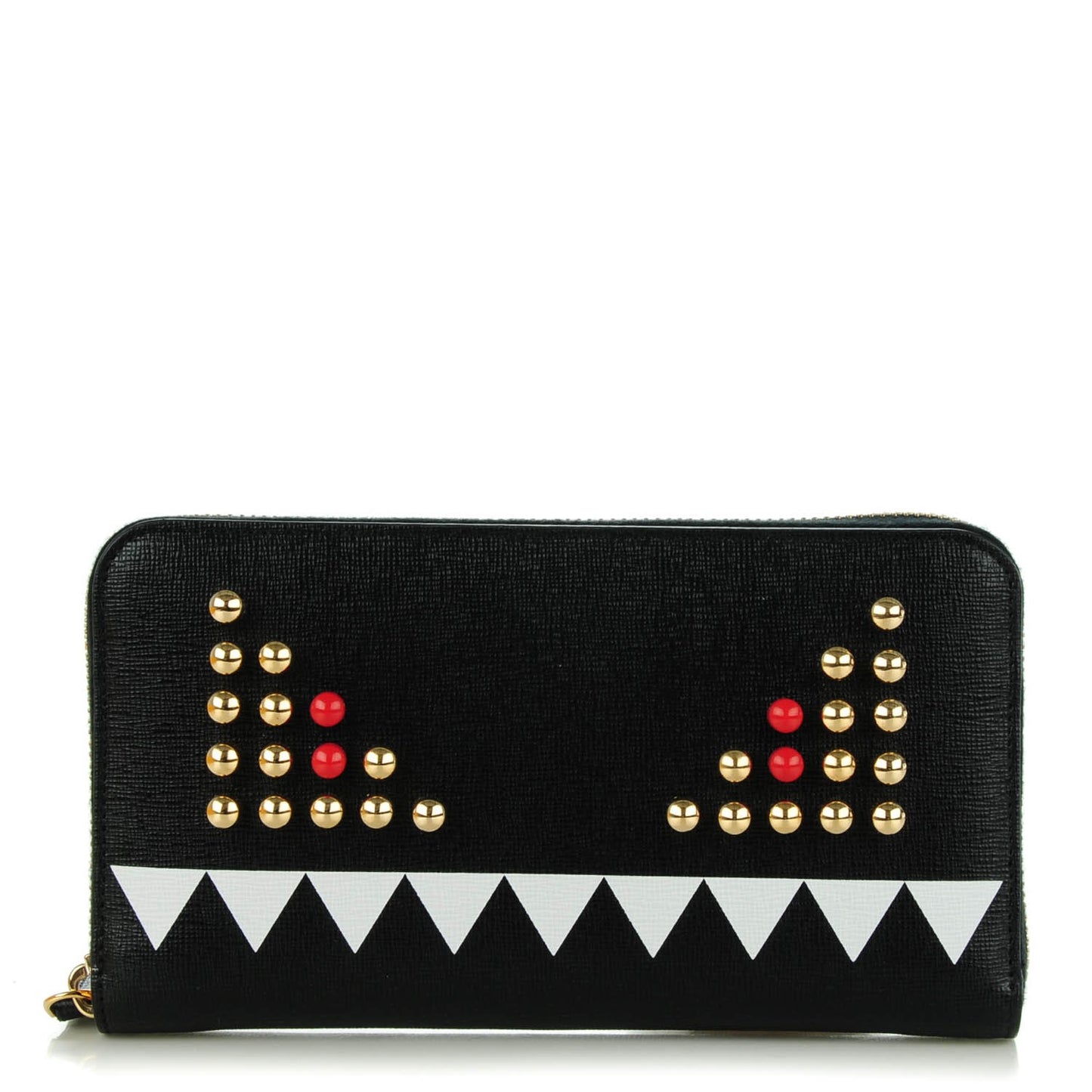 Vitello Elite Studded Monster Zip Around Wallet Black