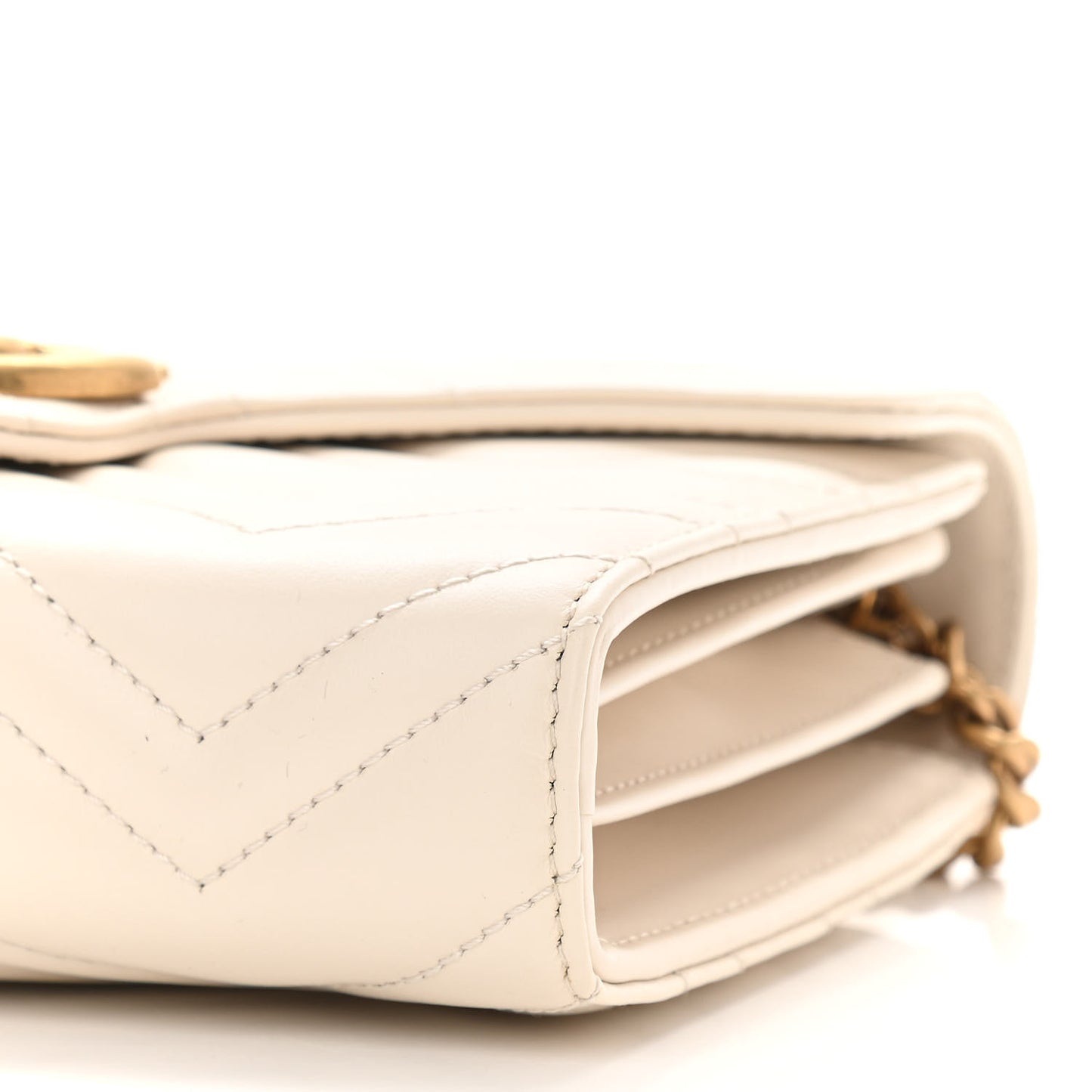 Calfskin Matelasse GG Marmont Chain Wallet Mystic White