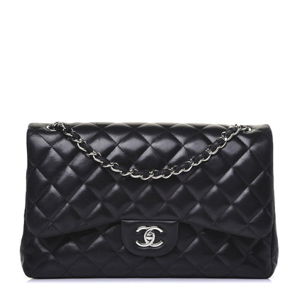 Chanel Lambskin Quilted Jumbo Double Flap Black 1 of 12