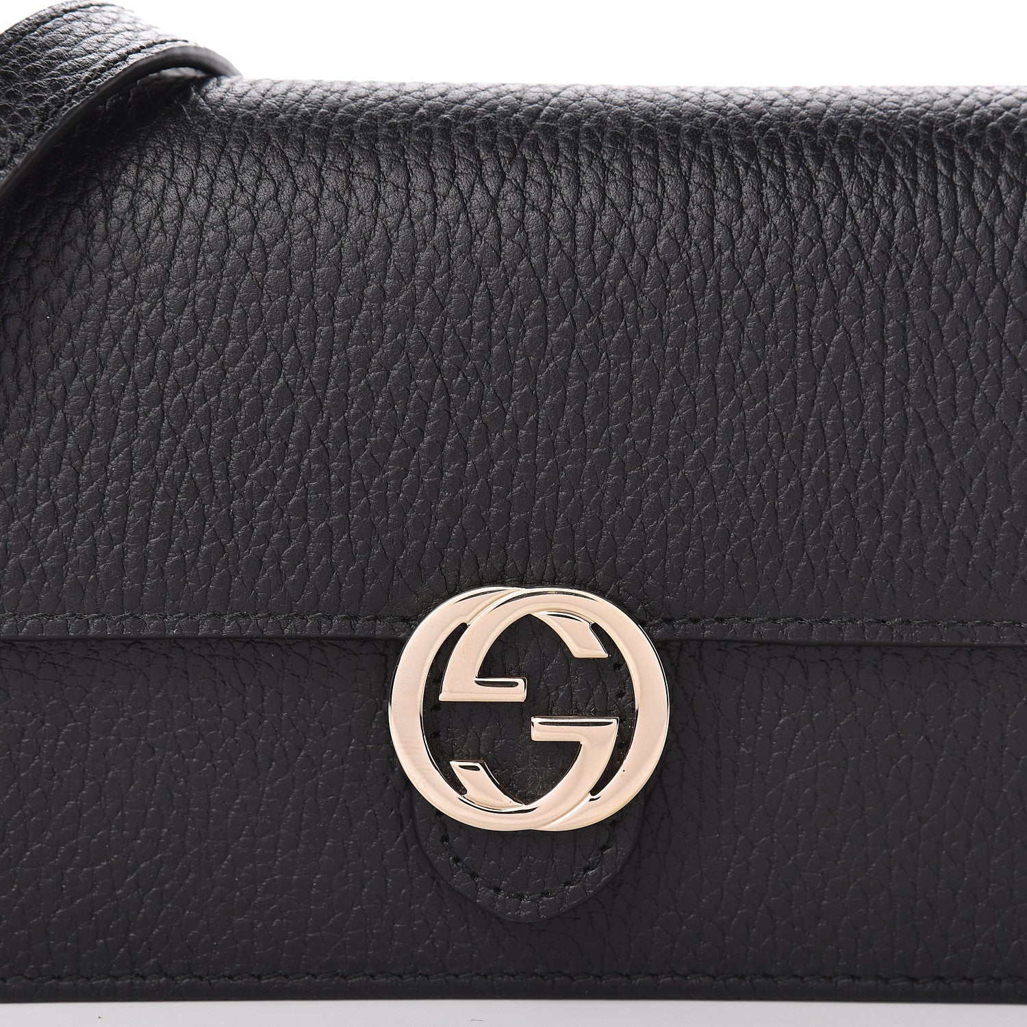Gucci Dollar Calfskin Interlocking G Chain Wallet Black 10 of 11