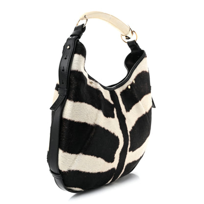 Saint Laurent Pony Hair Zebra Horn Mombasa Hobo Black White 3 of 10