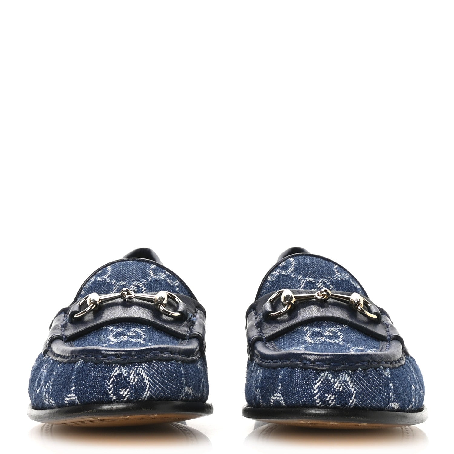 Gucci New Denim Delave GG Monogram Womens 1953 Horsebit Loafers 38 Denim Azure Blue Agata 36.5 Denim Azure Blue Agata 3 of 9