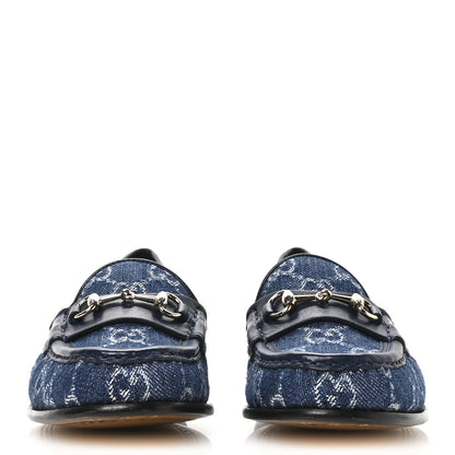 Gucci New Denim Delave GG Monogram Womens 1953 Horsebit Loafers 38 Denim Azure Blue Agata 36.5 Denim Azure Blue Agata 3 of 9