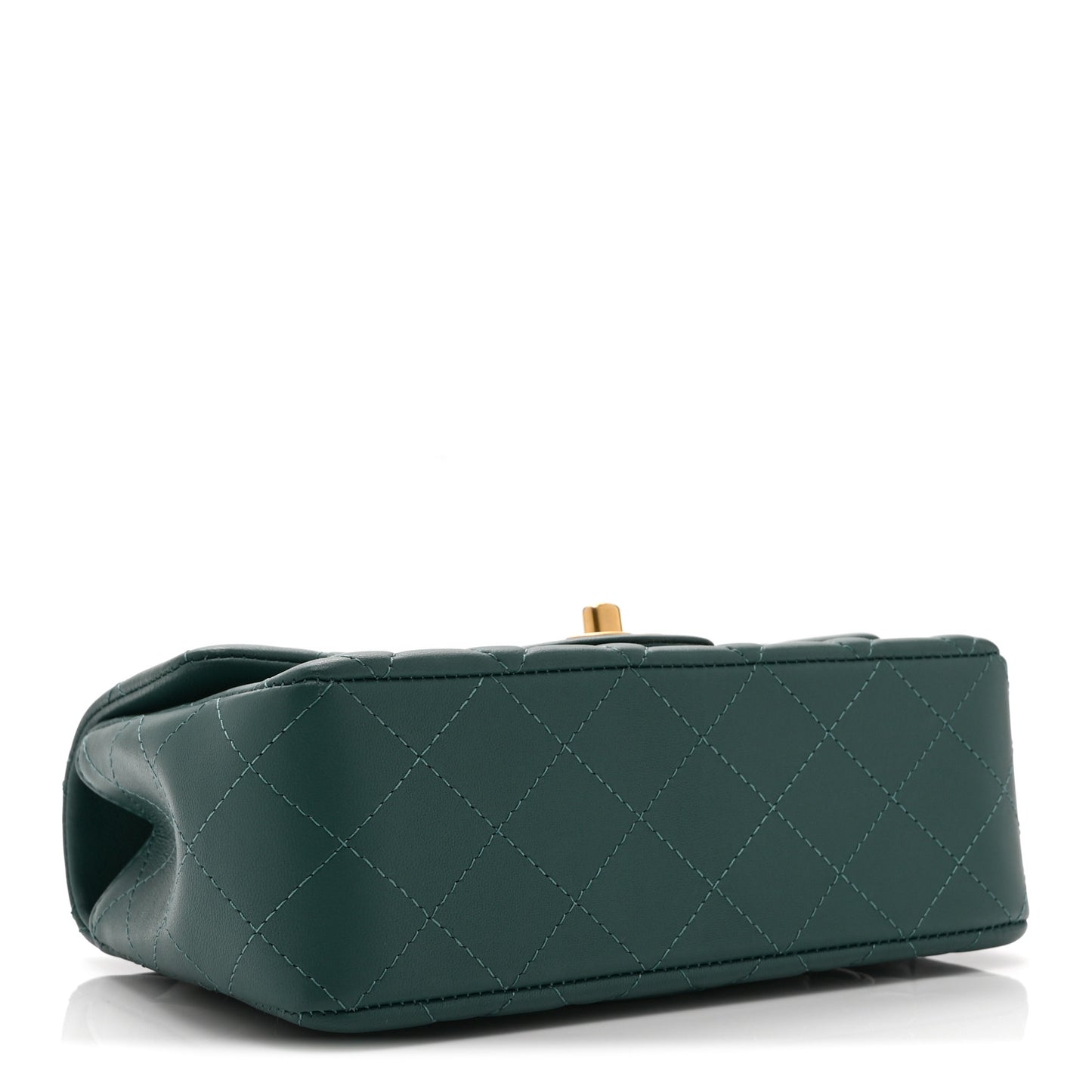 Lambskin Quilted Mini Top Handle Rectangular Flap Green