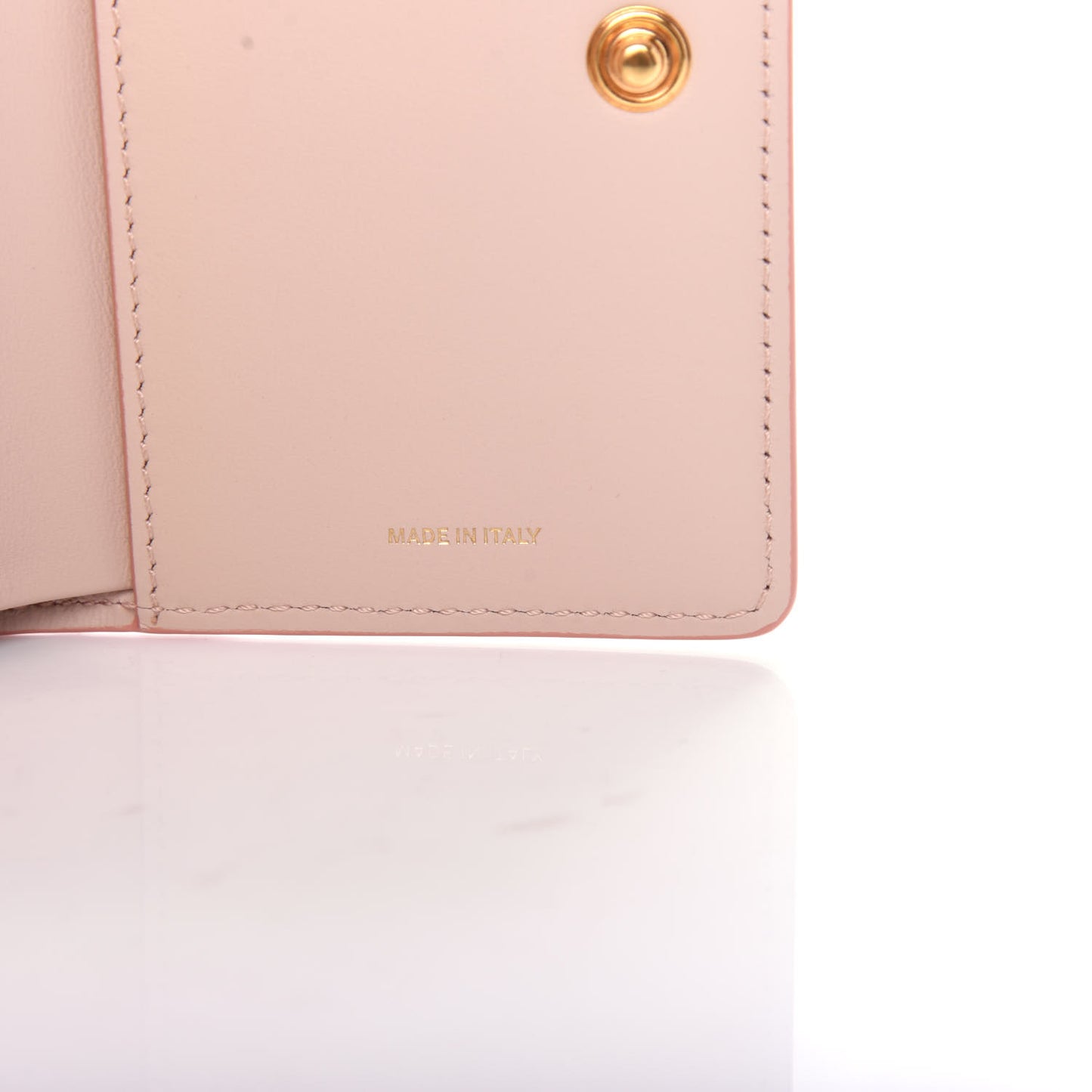 Calfskin Embossed Monogram Tri-Fold Compact Wallet Pink