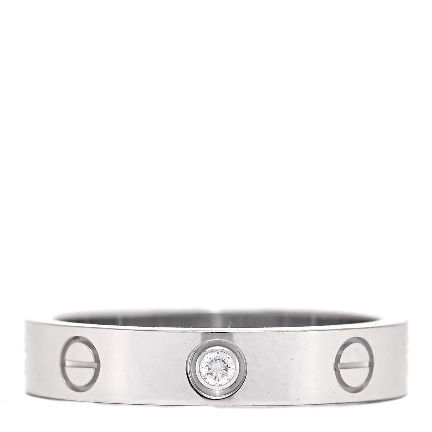 Cartier 18K White Gold Diamond 4mm LOVE Wedding Band Ring 54 6.75 2 of 8