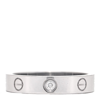 Cartier 18K White Gold Diamond 4mm LOVE Wedding Band Ring 54 6.75 2 of 8