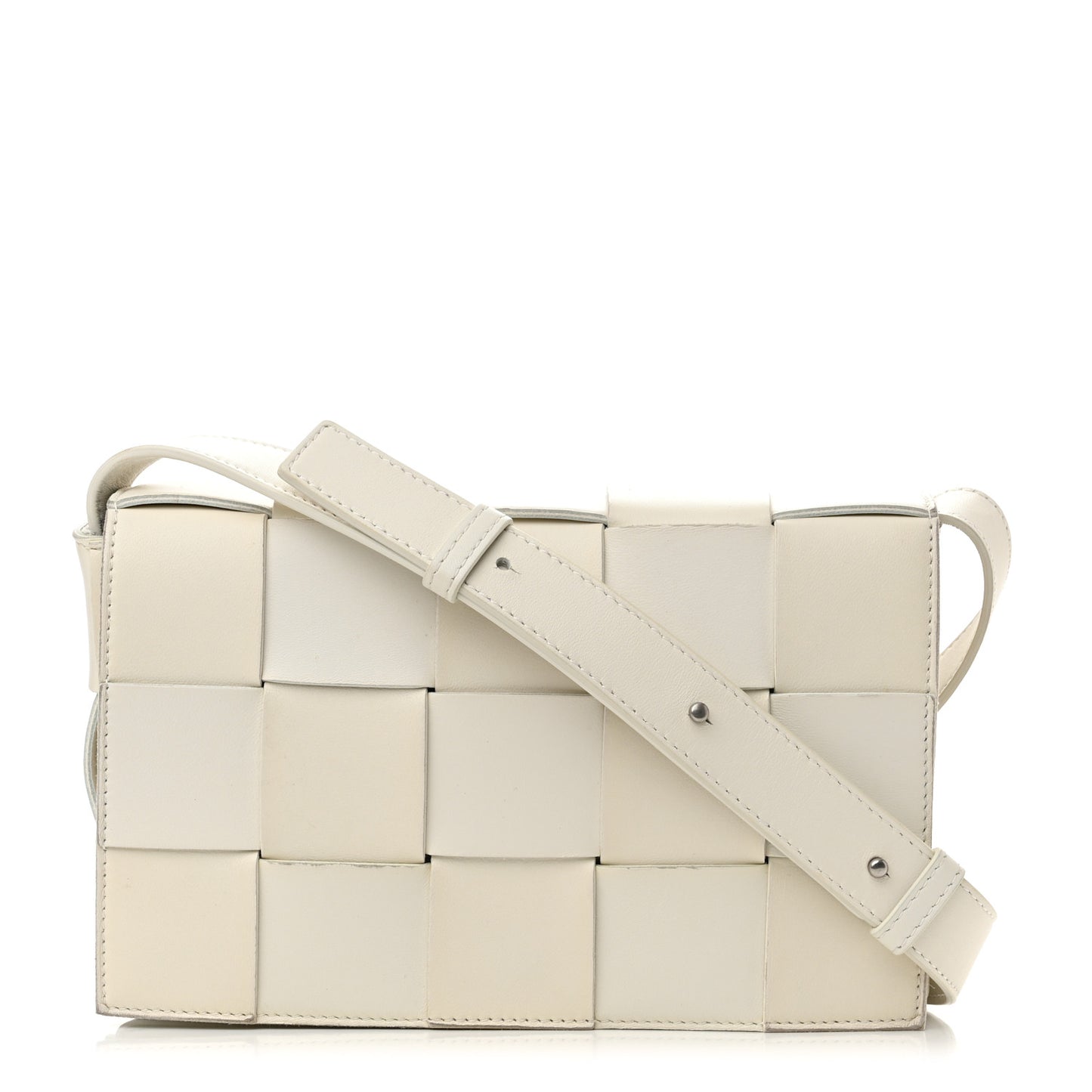 Lambskin Maxi Intrecciato Cassette Crossbody Bag White