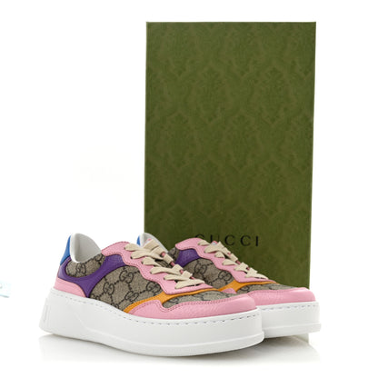 Gucci Calfskin GG Supreme Monogram Perforated Womens Platform 55mm Sneakers 35 Beige Ebony Sugar Pink Crop Shine Purple 11 of 11