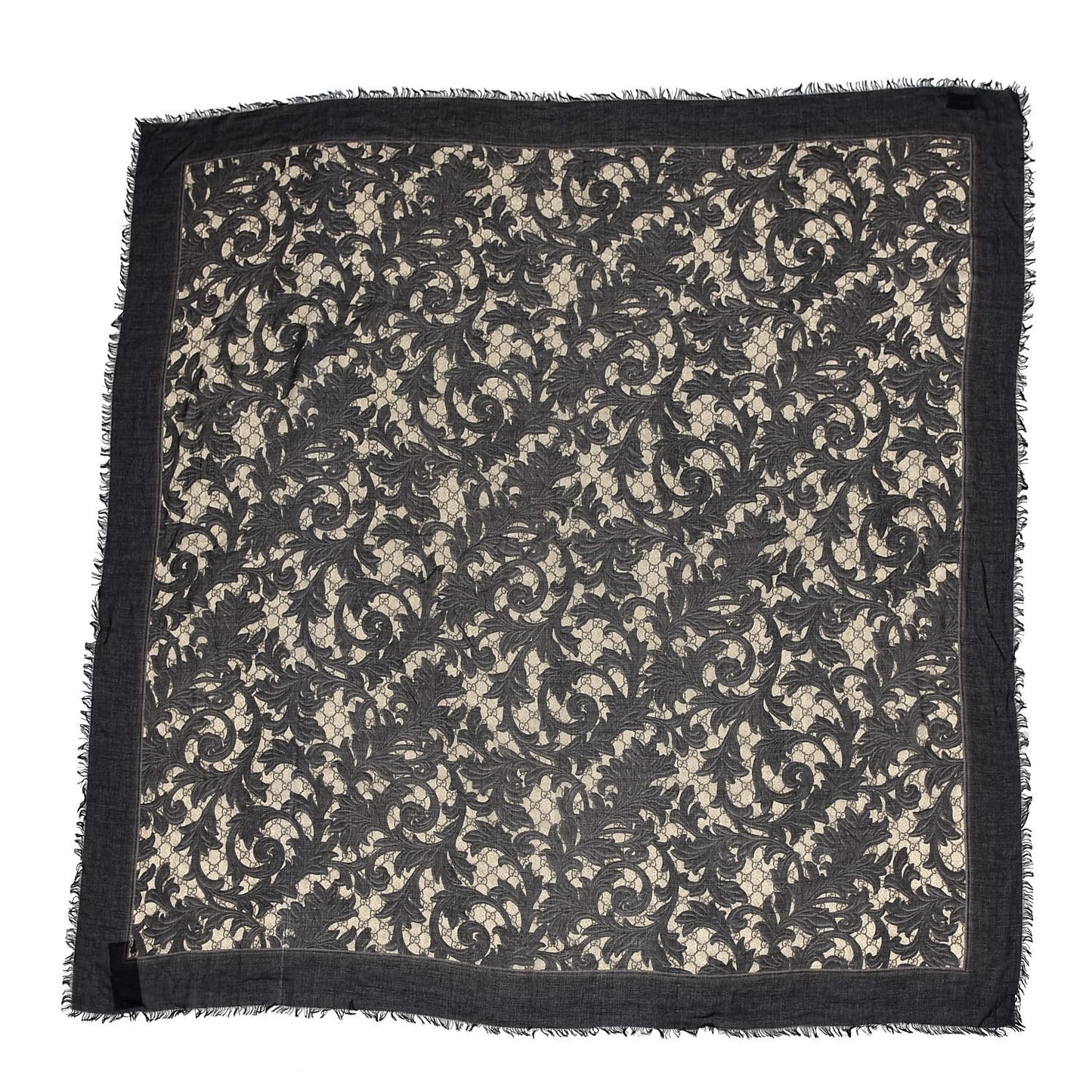 Modal Silk Monogram Arabesque Shawl Black