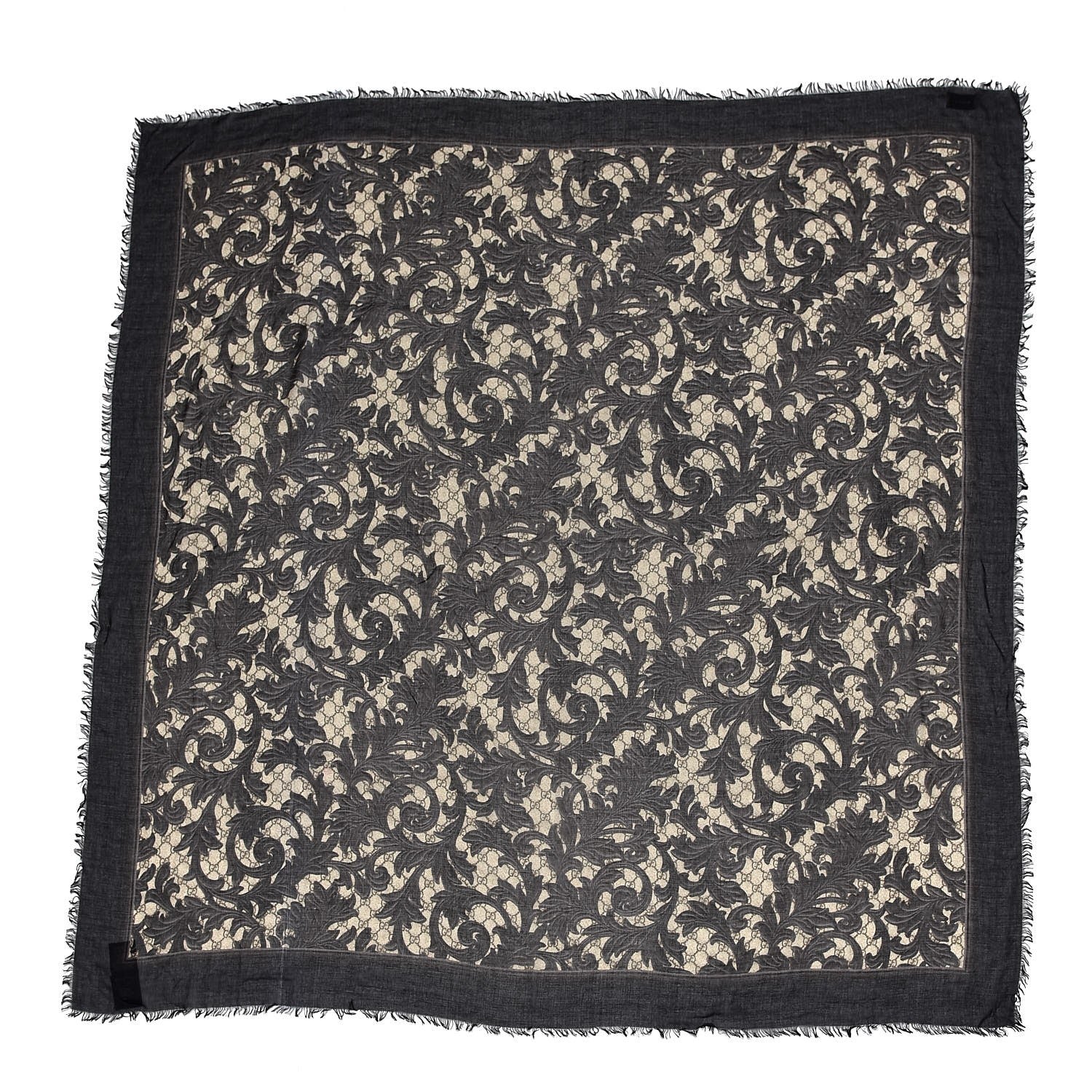 Gucci Modal Silk Monogram Arabesque Shawl Black 1 of 4