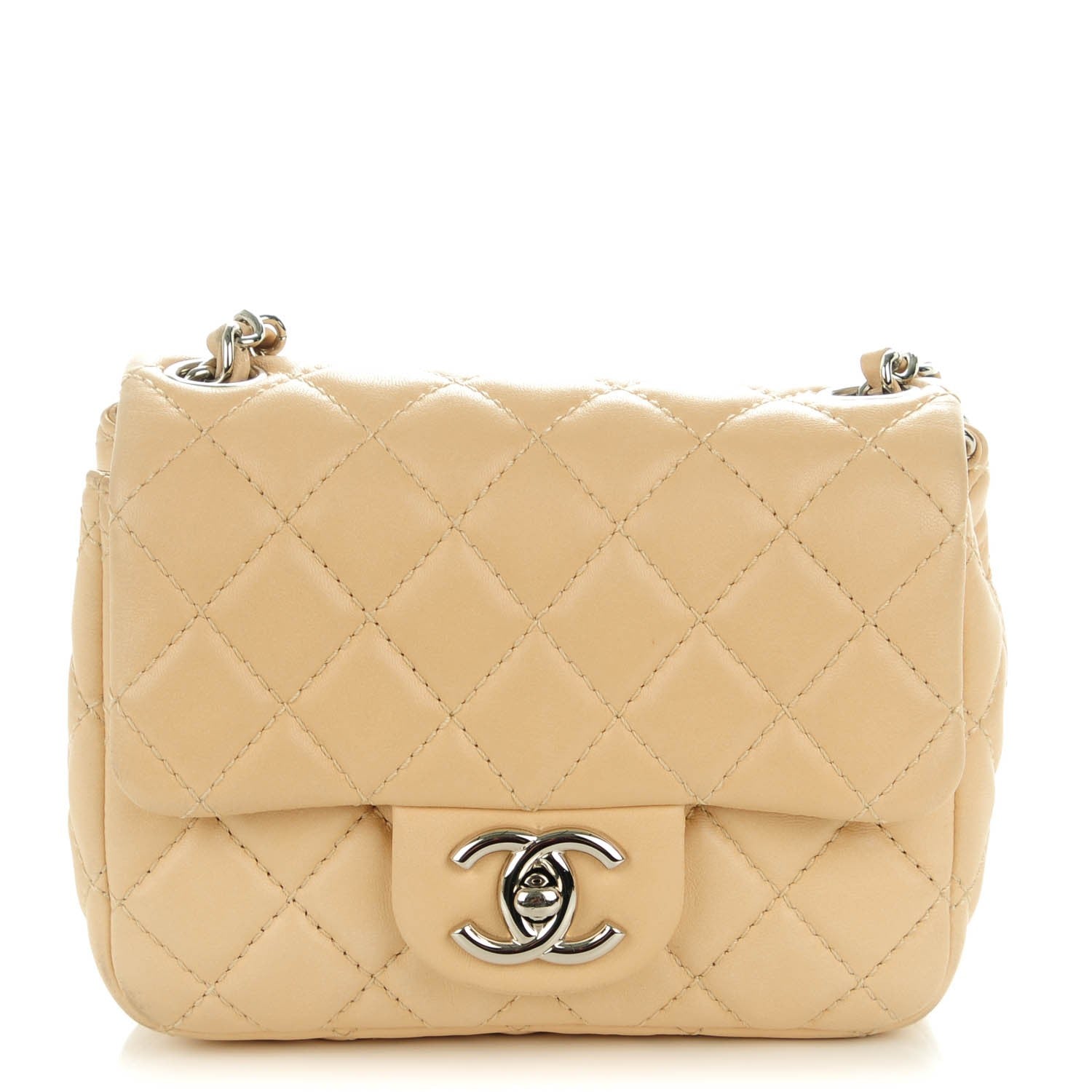 Chanel Lambskin Quilted Mini Square Flap Beige Clair 1 of 10