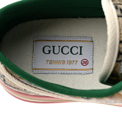 Gucci GG Supreme Monogram Water Flora Web Womens 1977 Tennis Sneakers 36 Beige Blue Multicolor Mystic White 6 of 8