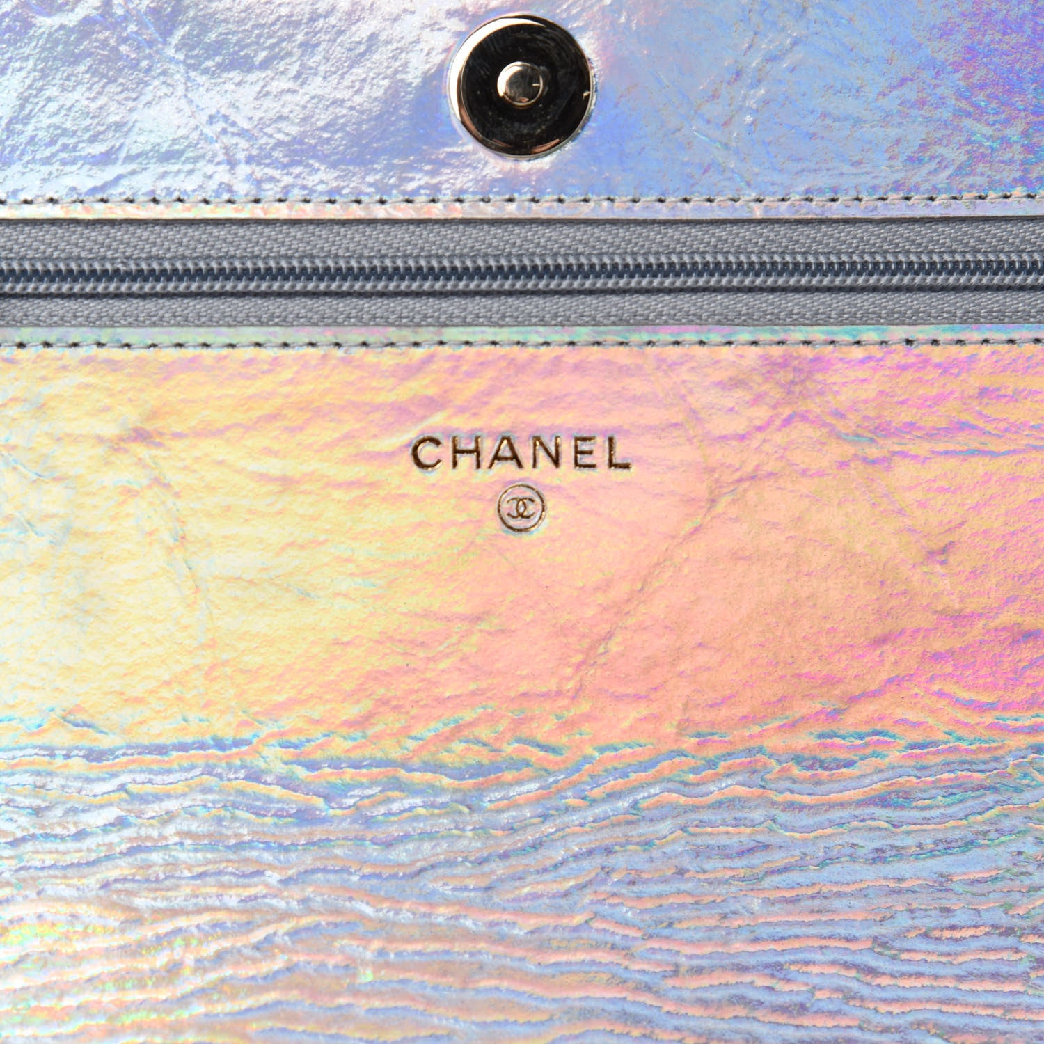 Chanel Iridescent Goatskin Quilted Wallet On Chain WOC Silver 8 of 12