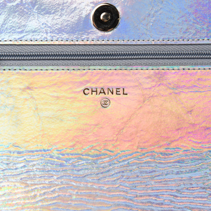 Chanel Iridescent Goatskin Quilted Wallet On Chain WOC Silver 8 of 12