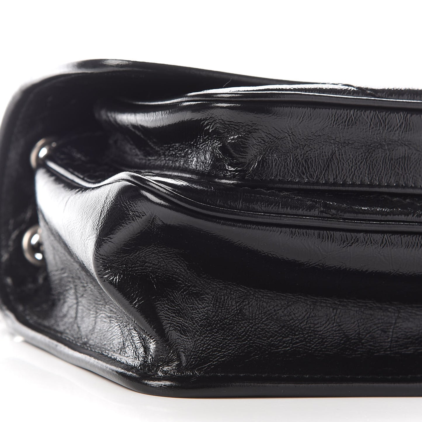 Crinkled Calfskin Matelasse Monogram Baby Niki Chain Satchel Black
