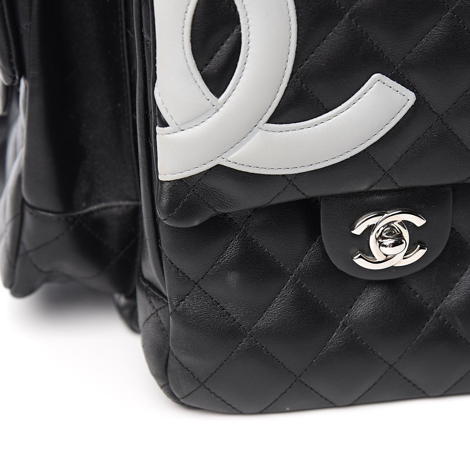 Chanel Calfskin Quilted XL Cambon Multipocket Reporter Black White 14 of 18