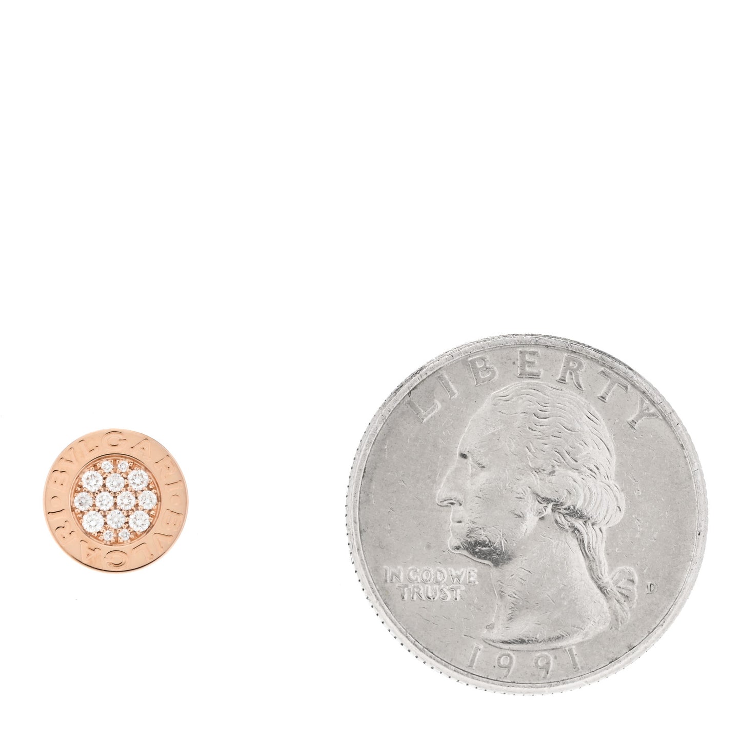 18K Rose Gold Diamond BVLGARI BVLGARI Stud Earring