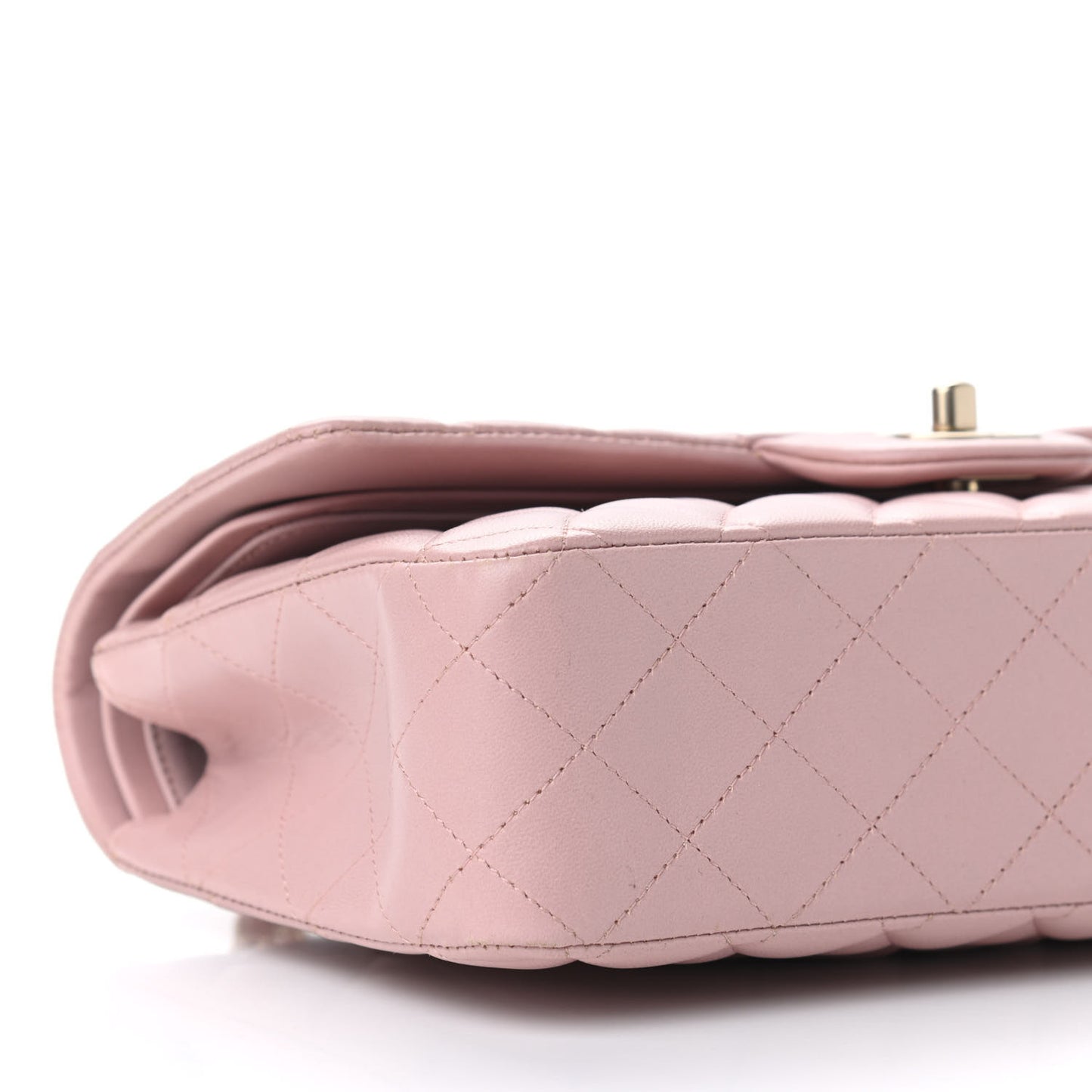 Lambskin Quilted Medium Double Flap Light Pink