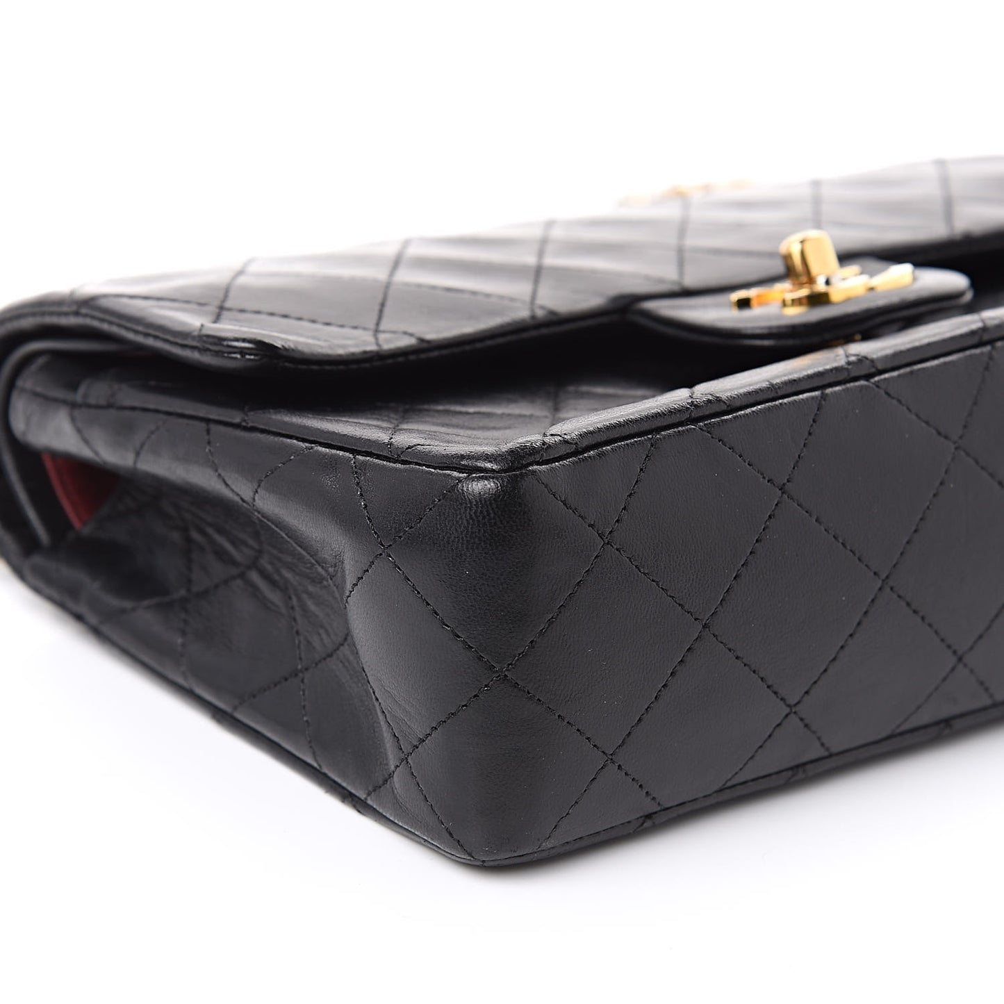 Lambskin Quilted Small Double Flap Black