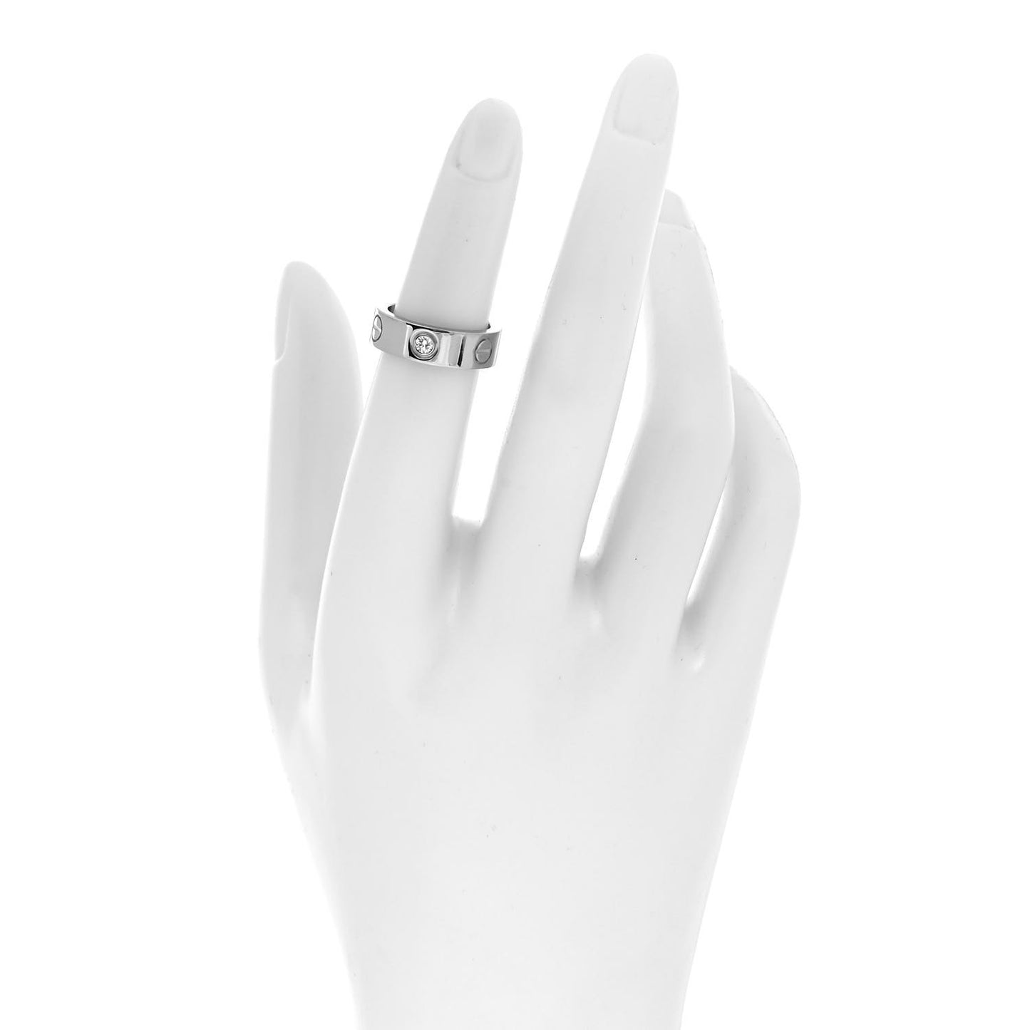 18K White Gold 3 Diamond 5.5mm LOVE Ring 48 4.5