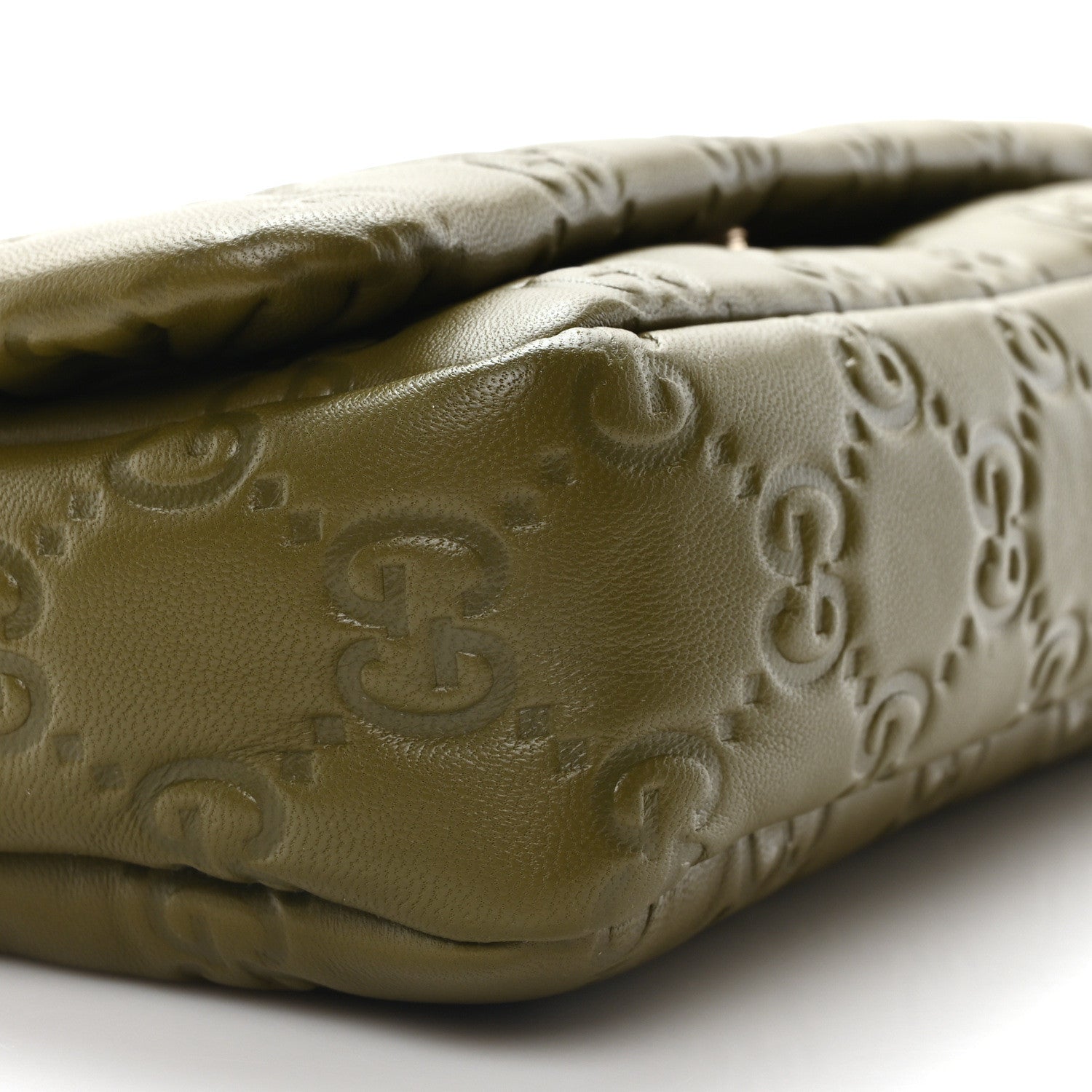 Gucci Lambskin Embossed Mini GG Milano Top Handle Shoulder Bag Green 9 of 10