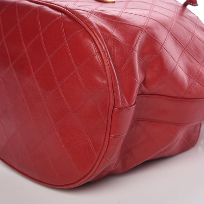 Chanel Lambskin Diamond Stitched CC Drawstring Shoulder Bag Red 13 of 13