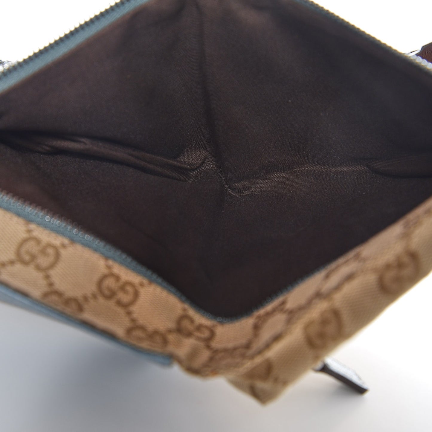 GG Monogram Web Double Pocket Belt Bag Blue
